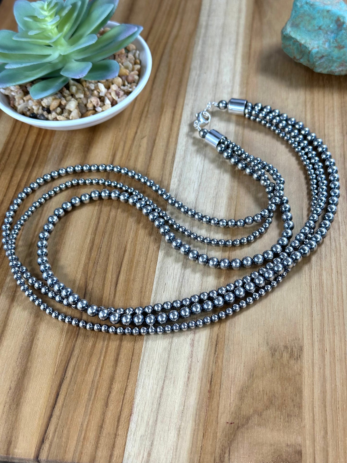 24" 3 Strand Sterling Pearls