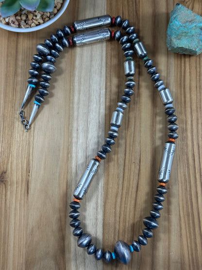 Multi Color Stones and  Navajo Pearl Necklace + Earrings