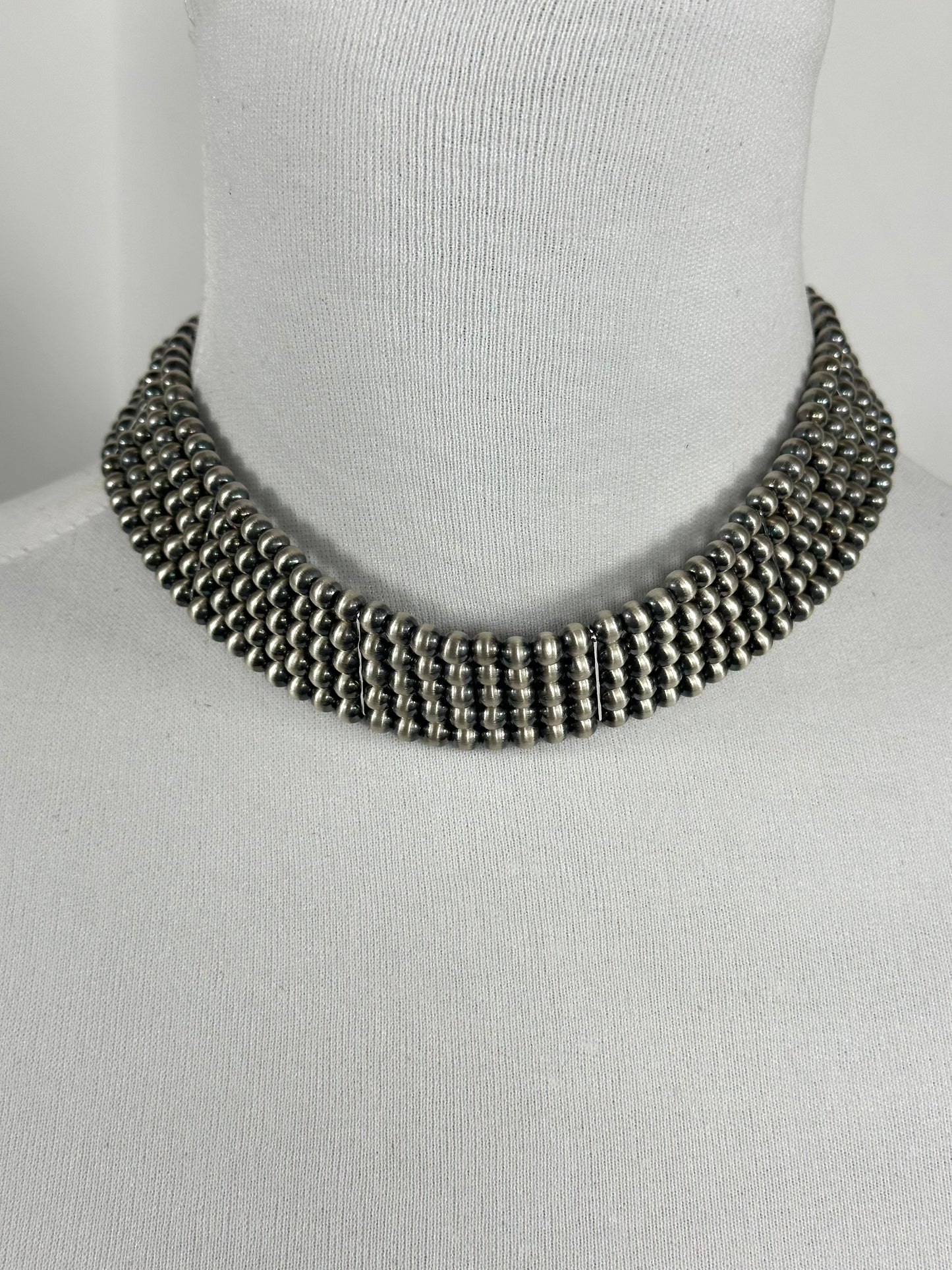 5 Strand "Navajo Style" Sterling Pearl Necklace
