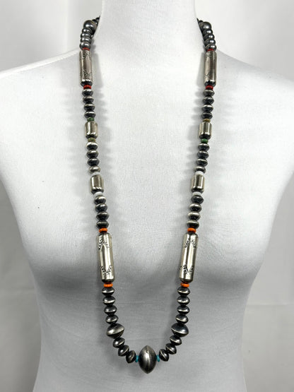 Multi Color Stones and  Navajo Pearl Necklace + Earrings