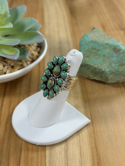 Kingman Turquoise Cluster Sterling Silver Ring