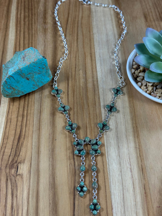 Kingman & Coral Half Cluster Necklace