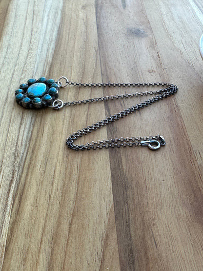 Kingman Turquoise Cluster Necklace