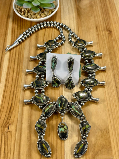 Black Jack Squash Blossom & Earrings Set