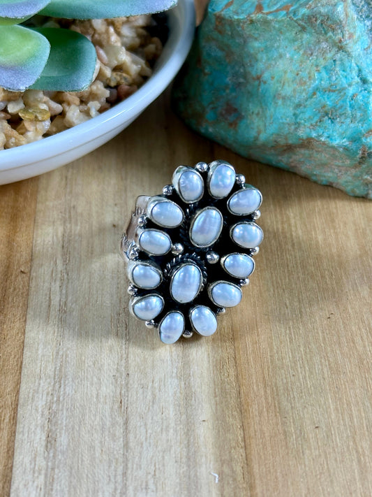 Adjustable Freshwater Pearl Cluster Ring