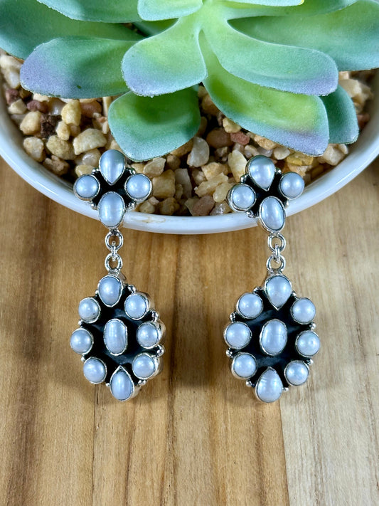 Freshwater Pearl Cluster Dangle Earrings