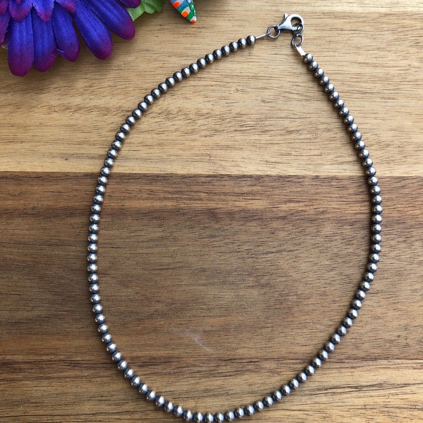 16" 4MM " Navajo Style" Sterling Pearls