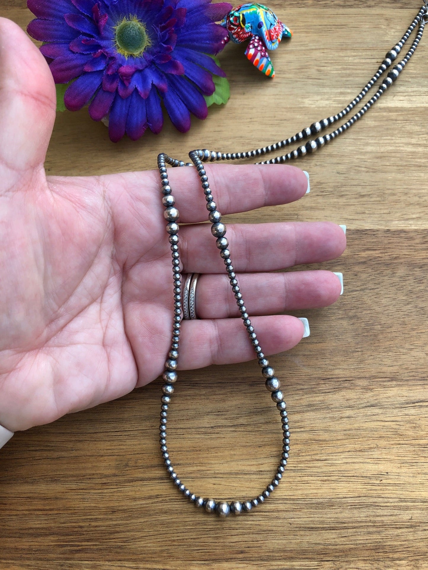 30" Variated "Navajo Style" Sterling Pearls