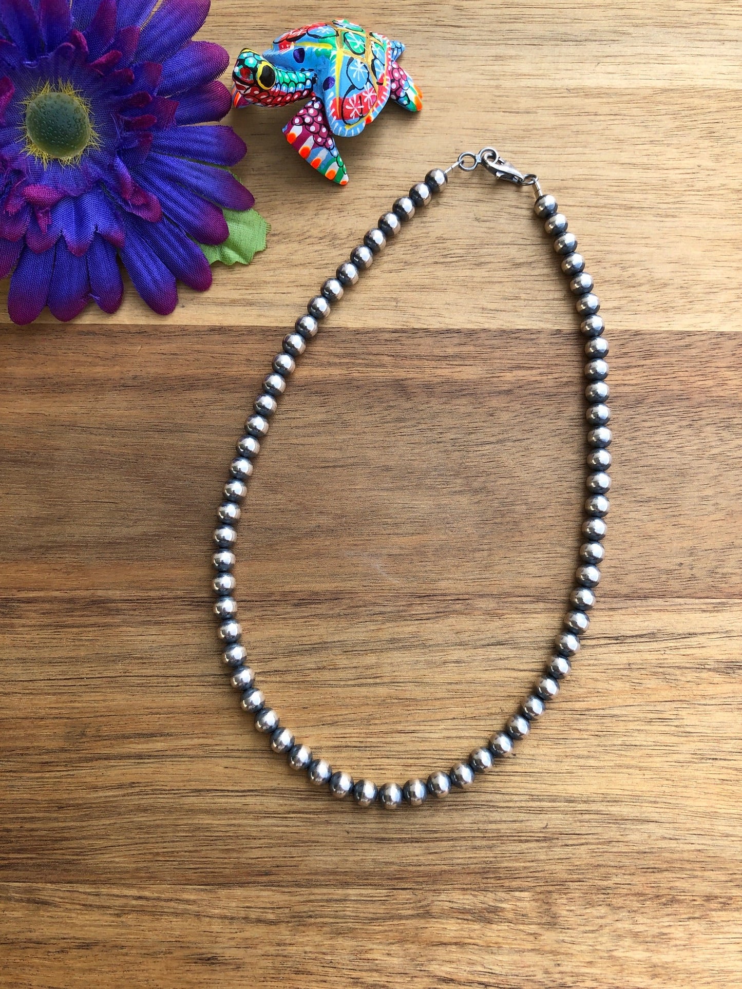 16" 6MM " Navajo Style" Sterling Pearls