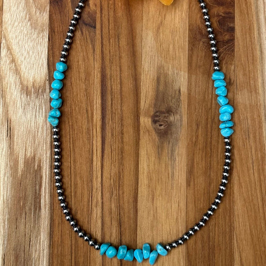 15" "Navajo Style" beads and Turquoise chip Necklace Necklace