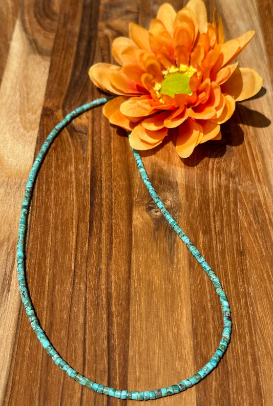 16 inch 3mm Turquoise Heishi Necklace