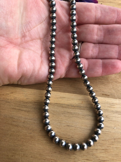 30" 6MM " Navajo Style" Sterling Pearls