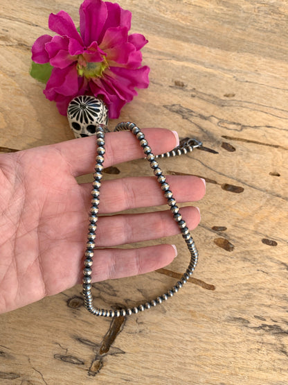 24" 5MM " Navajo Style" Sterling Pearls