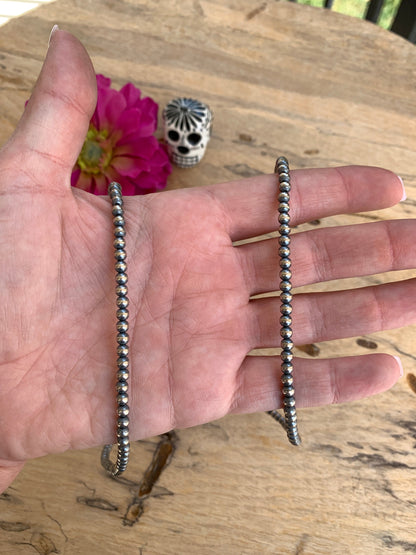 30" 4MM " Navajo Style" Sterling Pearls