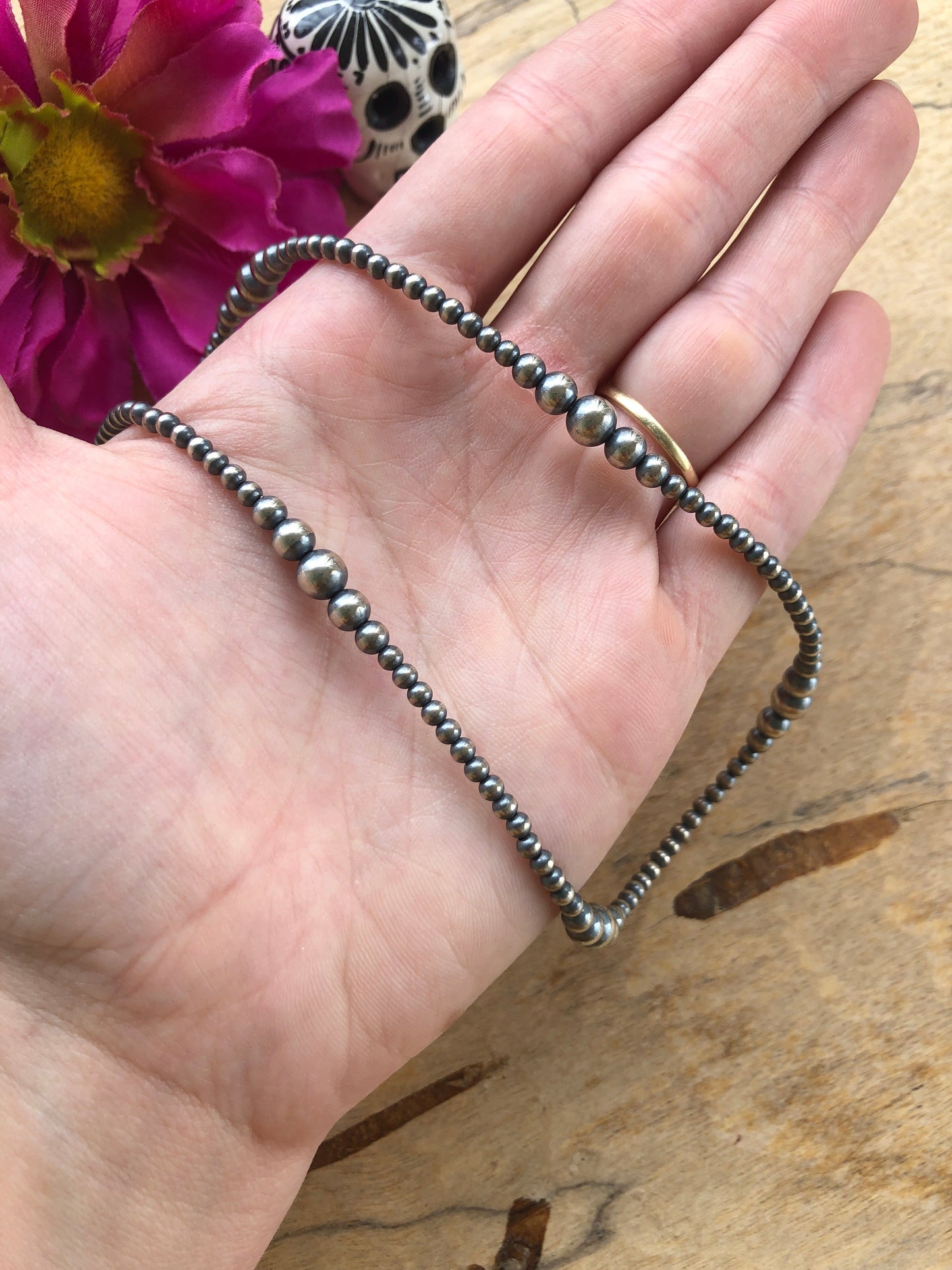 16" Variated "Navajo Style" Sterling Pearls