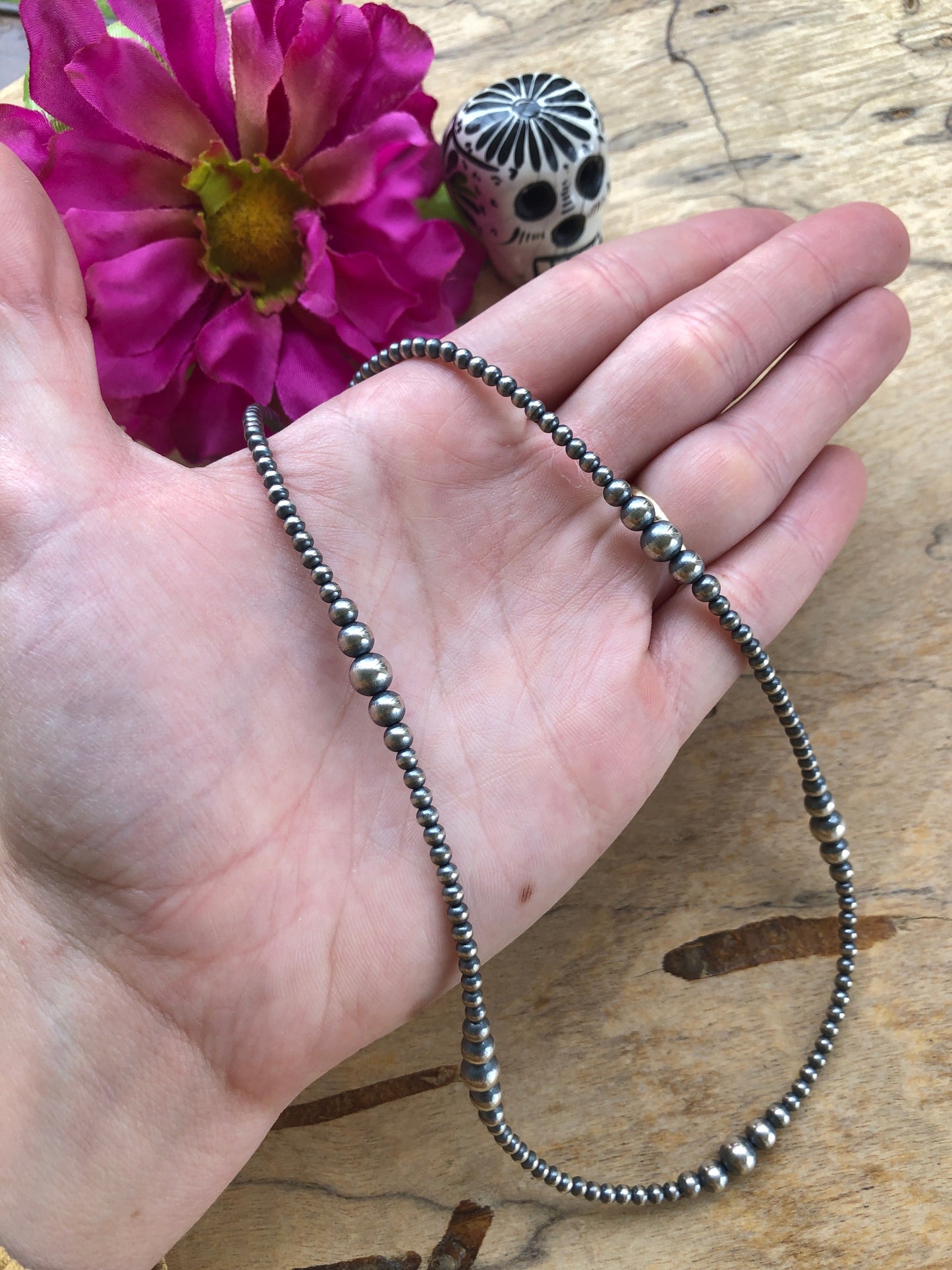 18" Variated "Navajo Style" Sterling Pearls