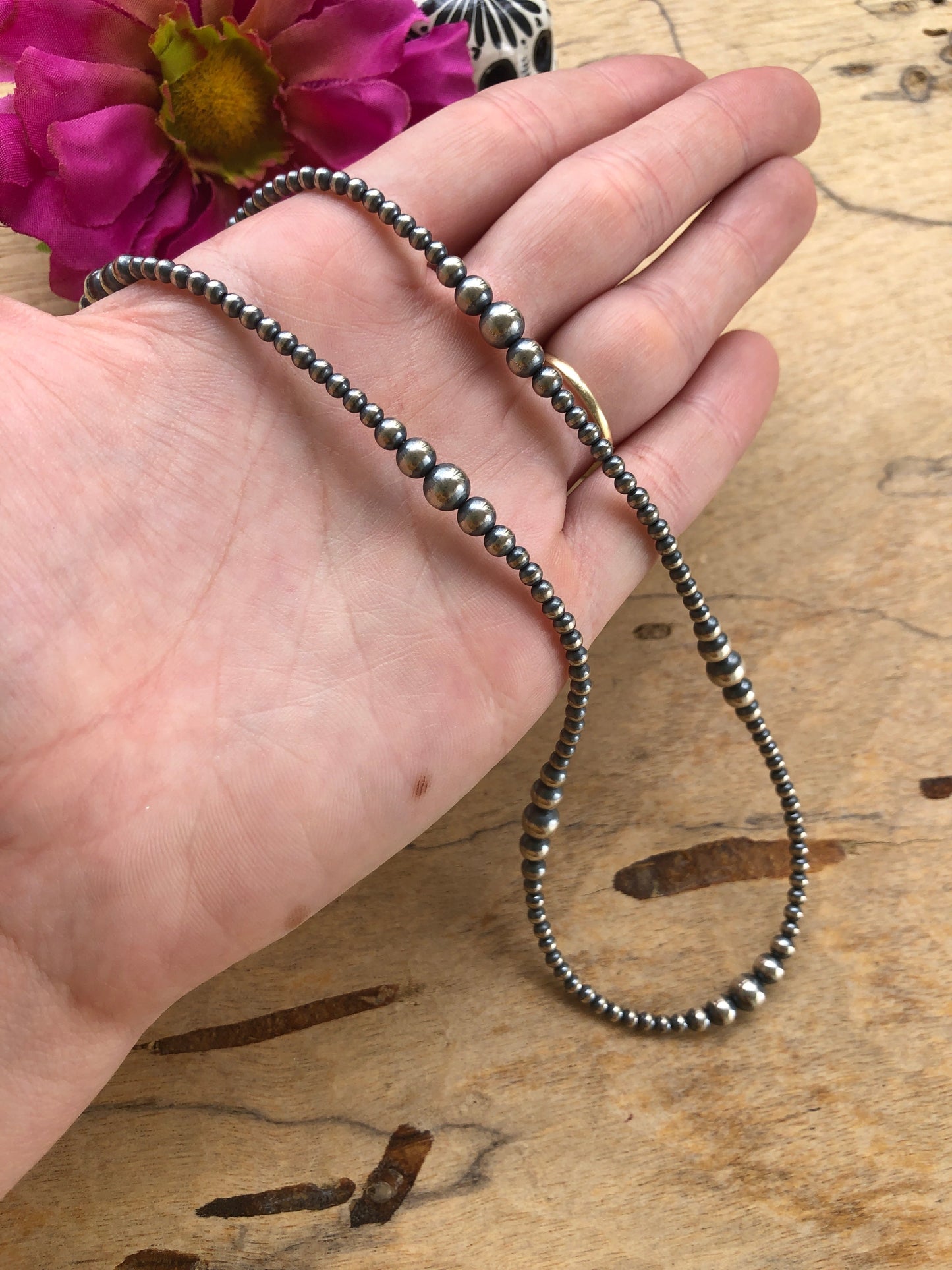 24" Variated "Navajo Style" Sterling Pearls